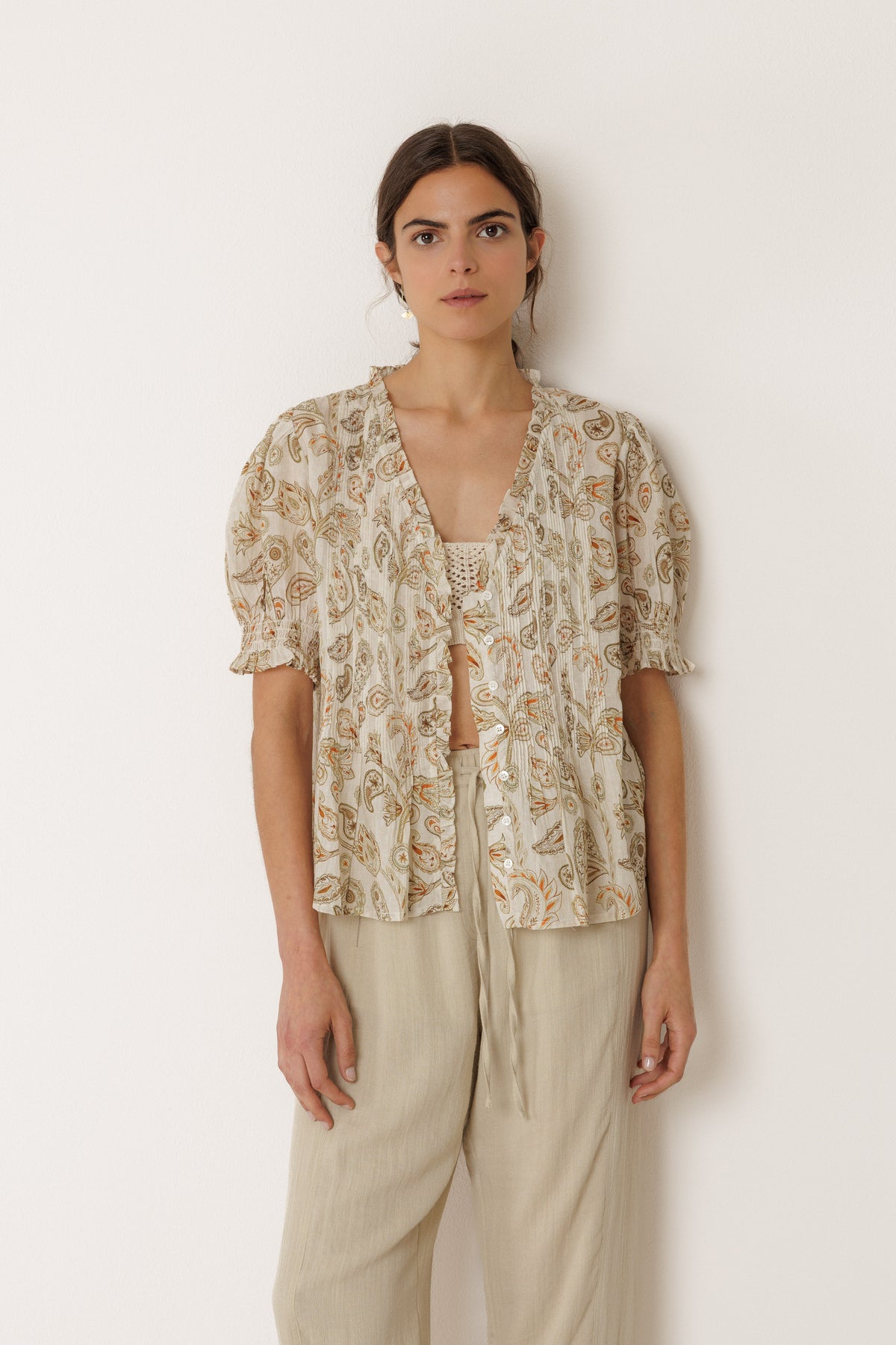 Micro Ruffle Voile Shirt