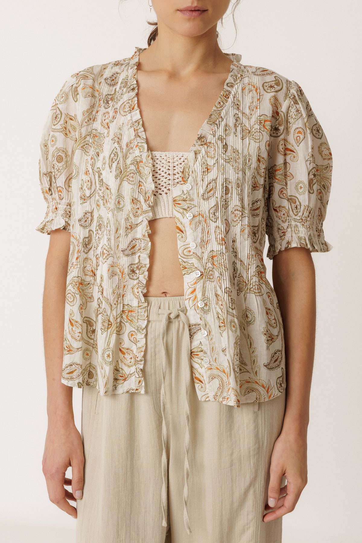Micro Ruffle Voile Shirt