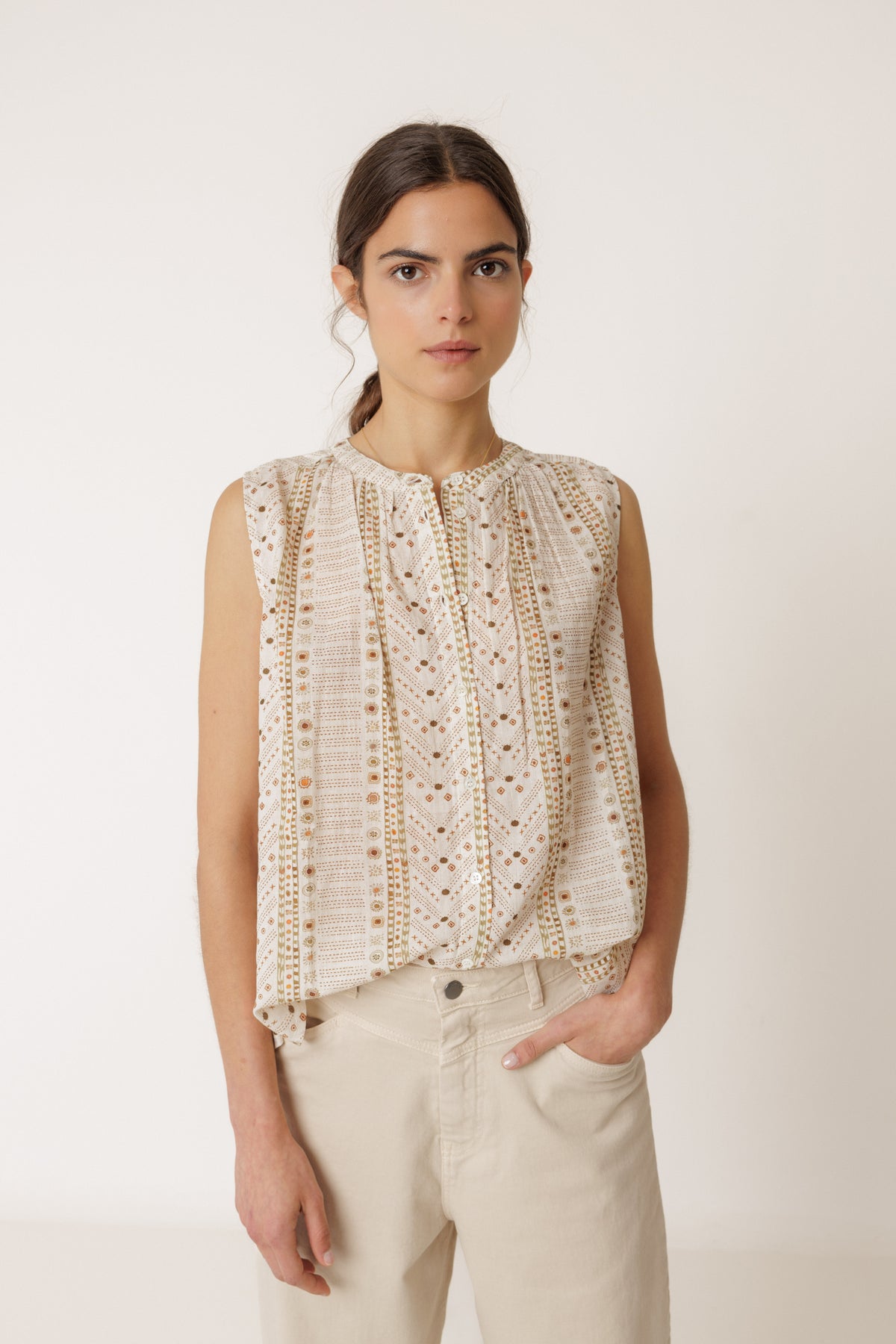 Voile Sleeveless Blouse