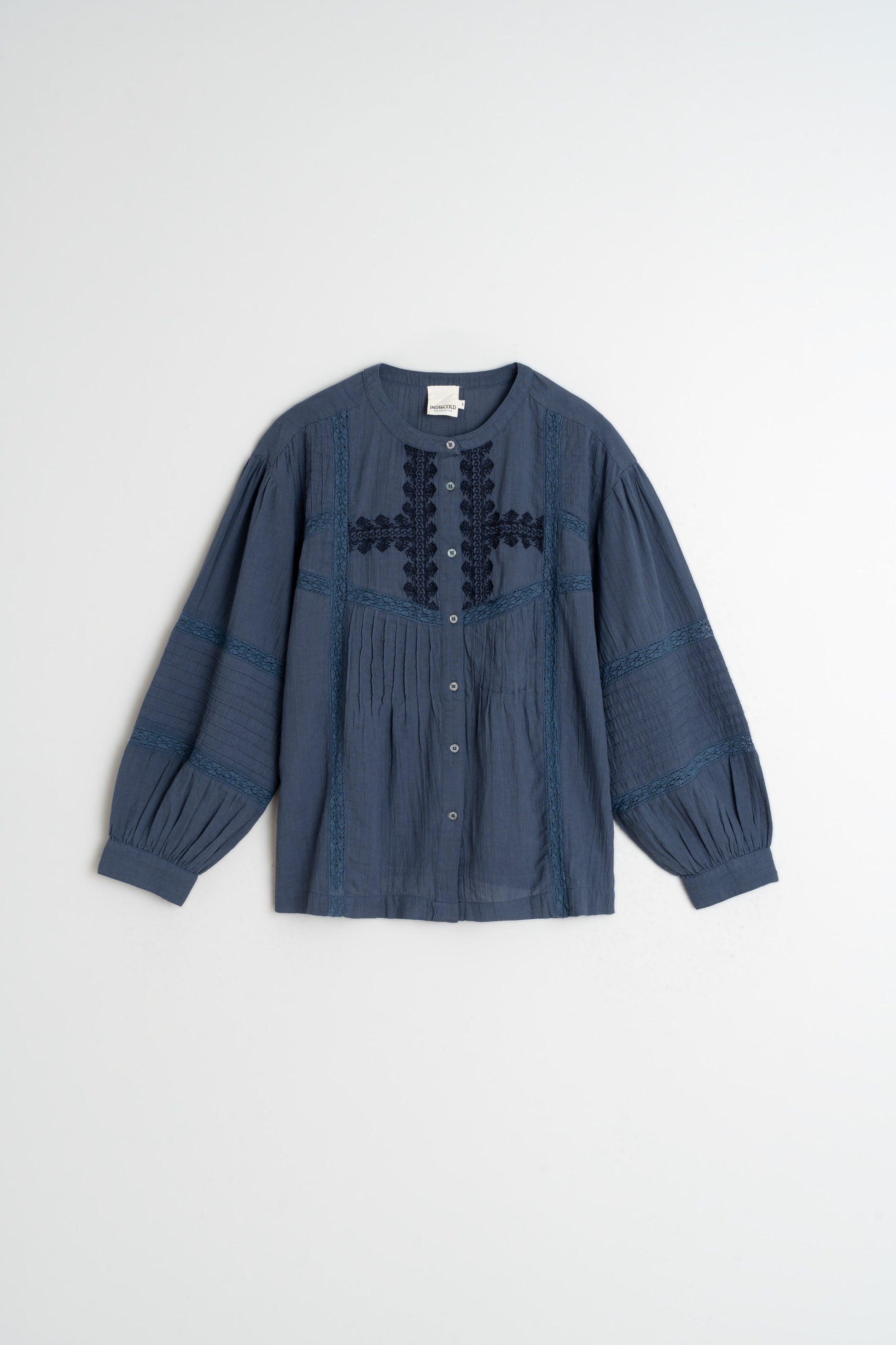 Embroidered  Lace Button up Blouse
