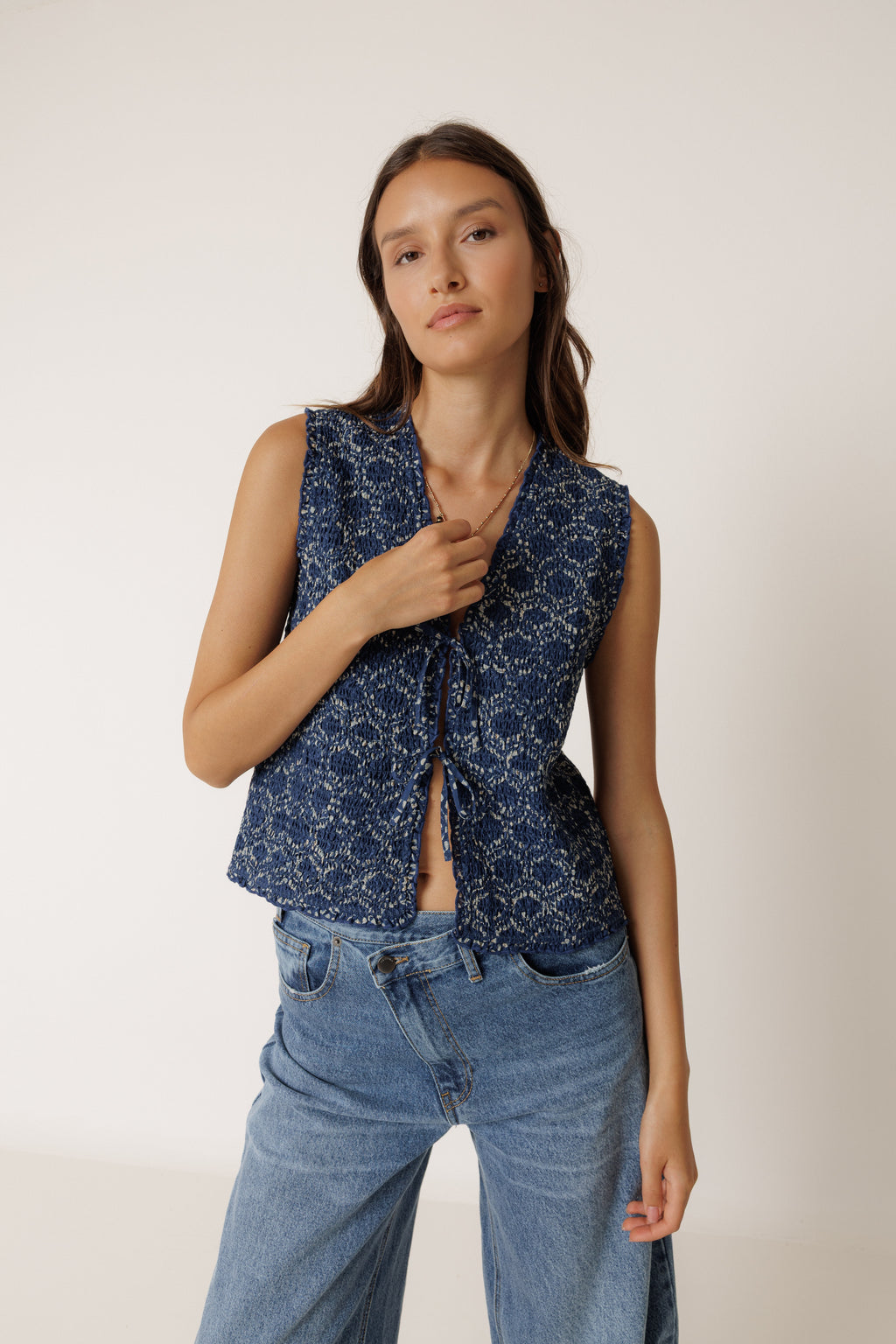 Indigo Vest Blouse