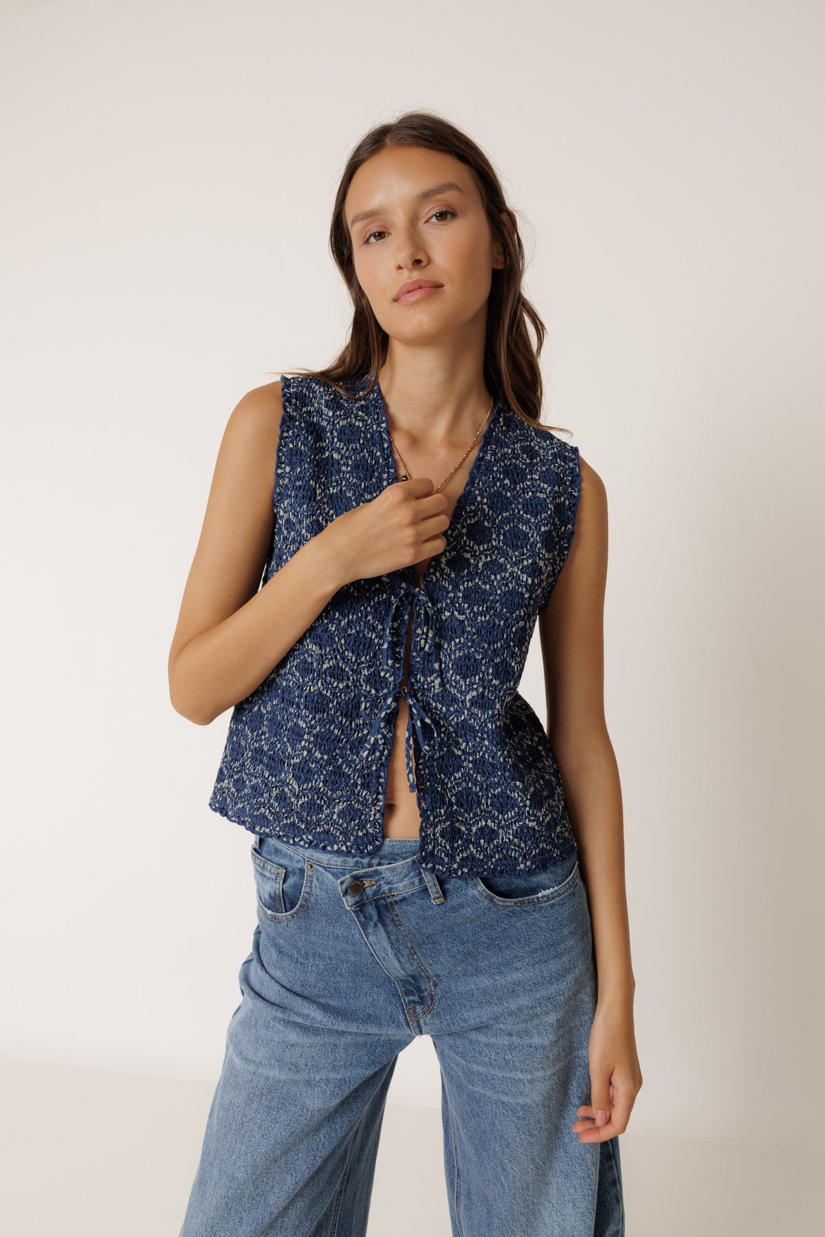 Indigo Vest Blouse