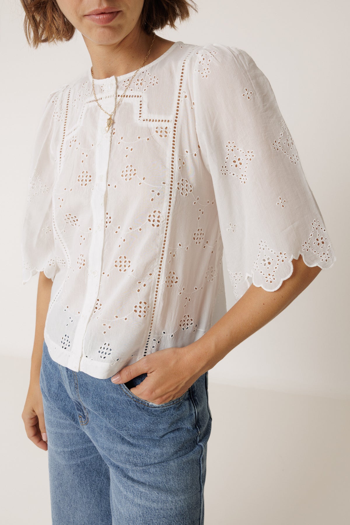 Boxy Schiffli Shirt