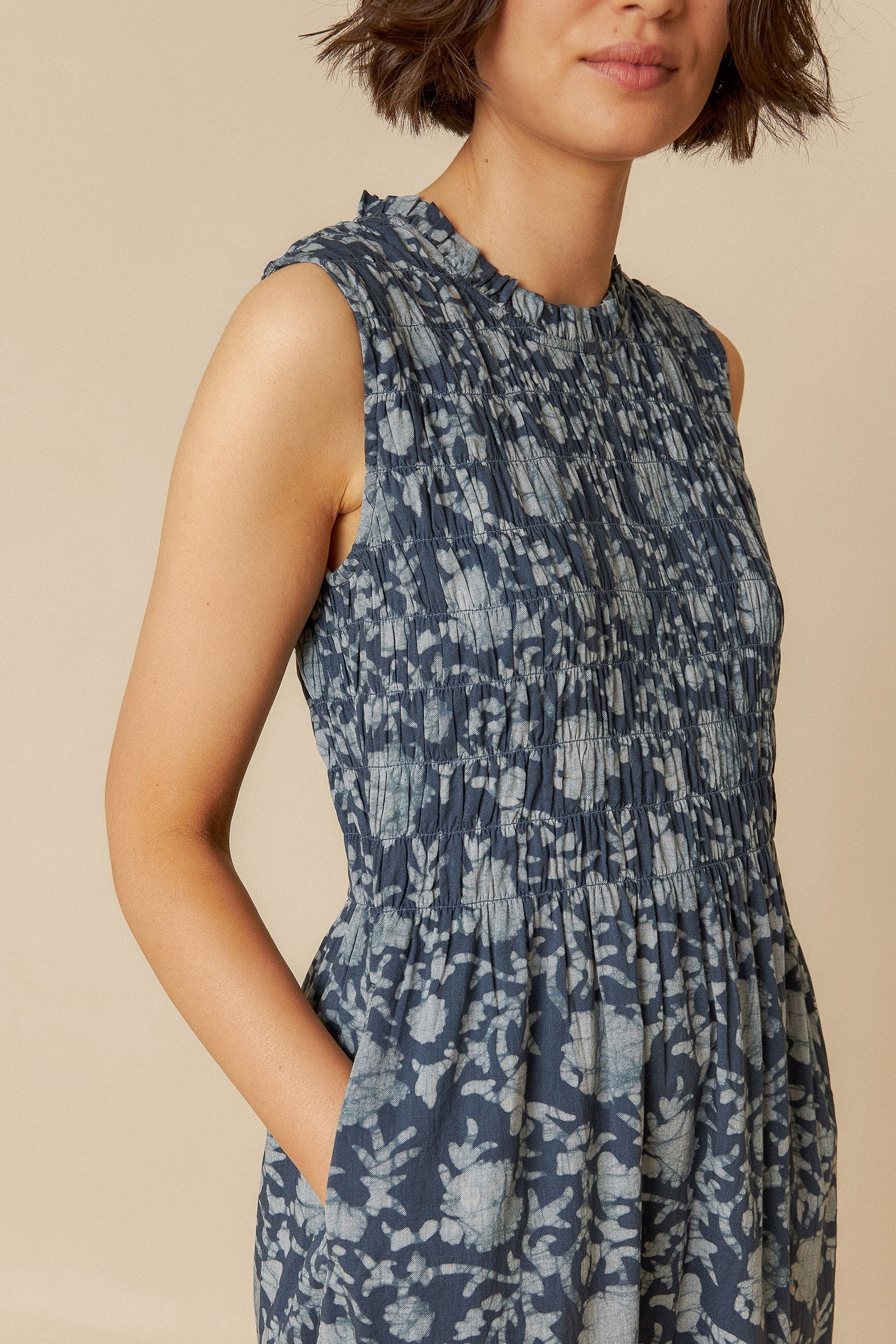 Indigo Elastic Maxi Dress