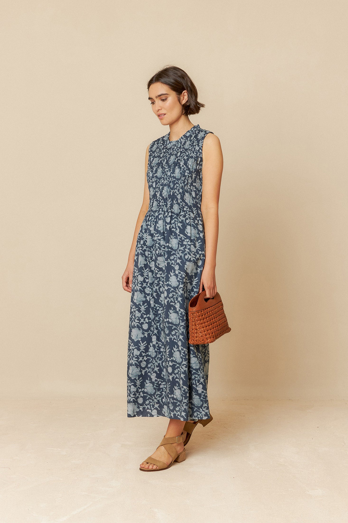 Indigo Elastic Maxi Dress