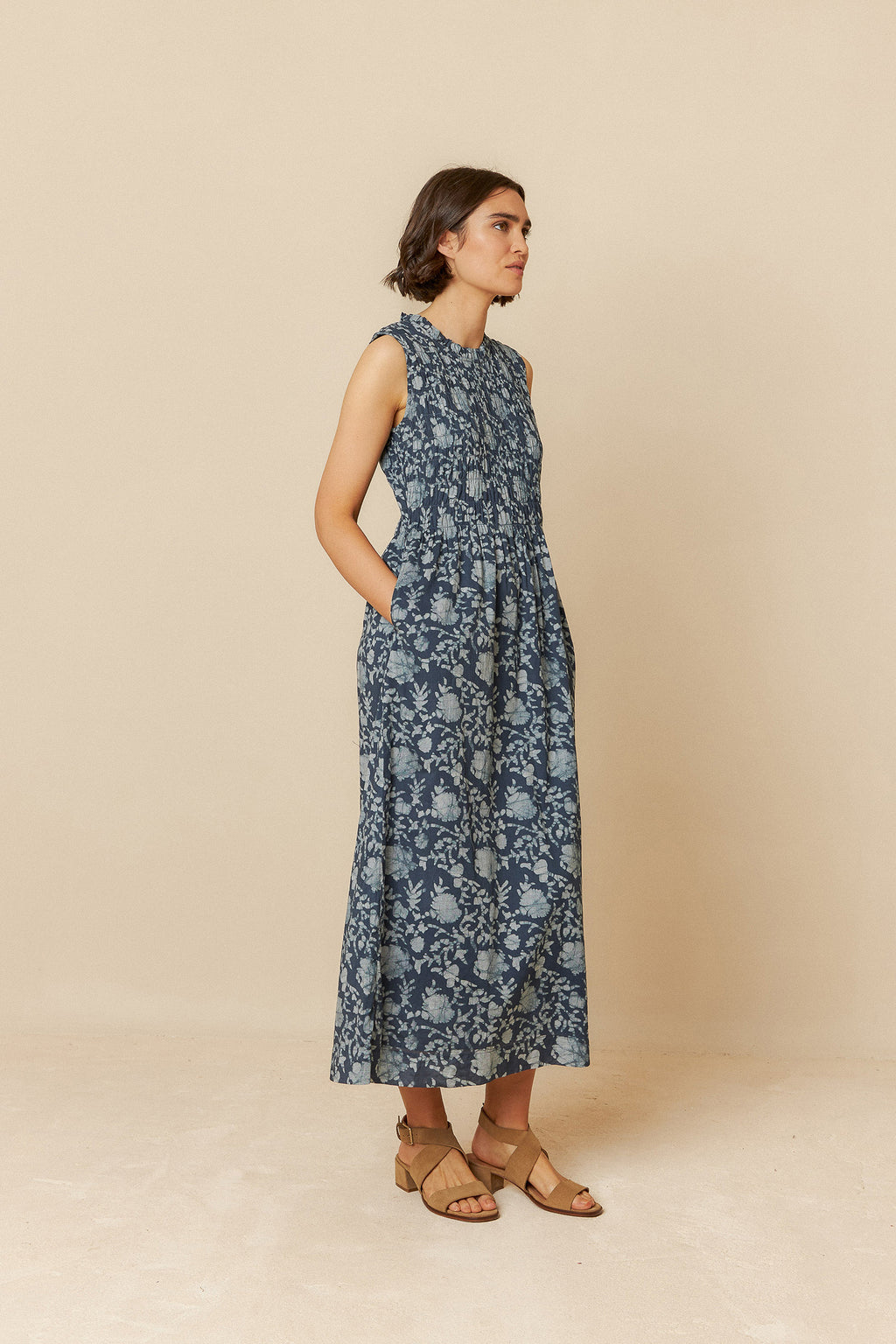 Indigo Elastic Maxi Dress