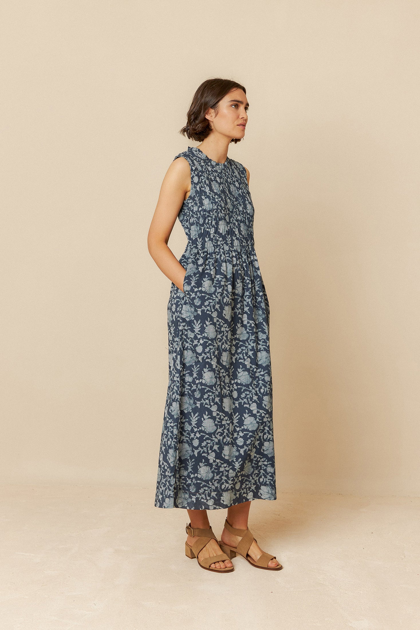 Indigo Elastic Maxi Dress
