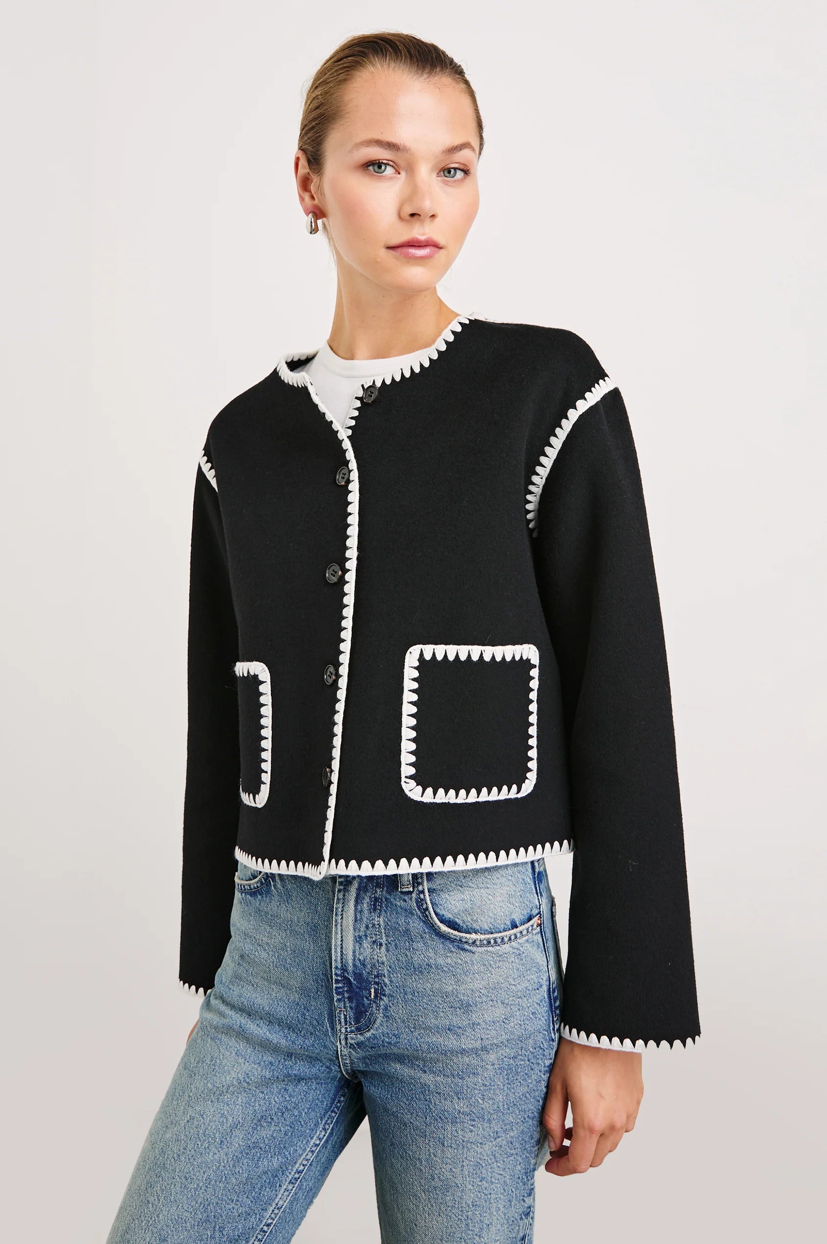 Melanie Button Up Jacket - Black