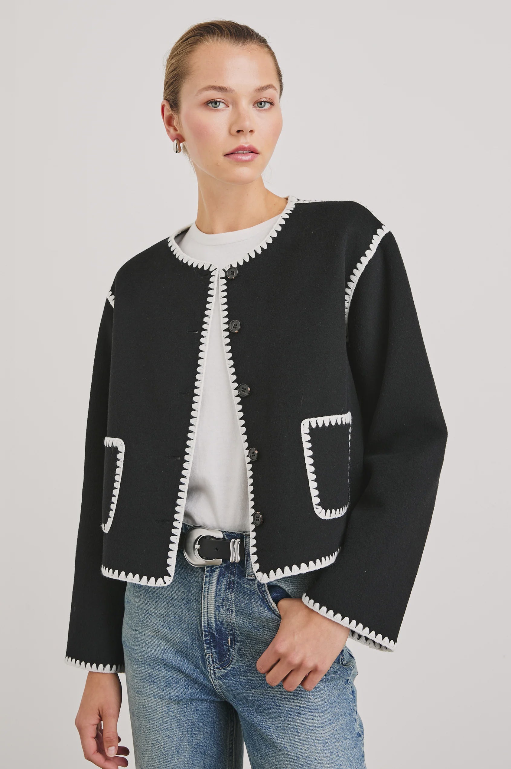 Melanie Button Up Jacket - Black