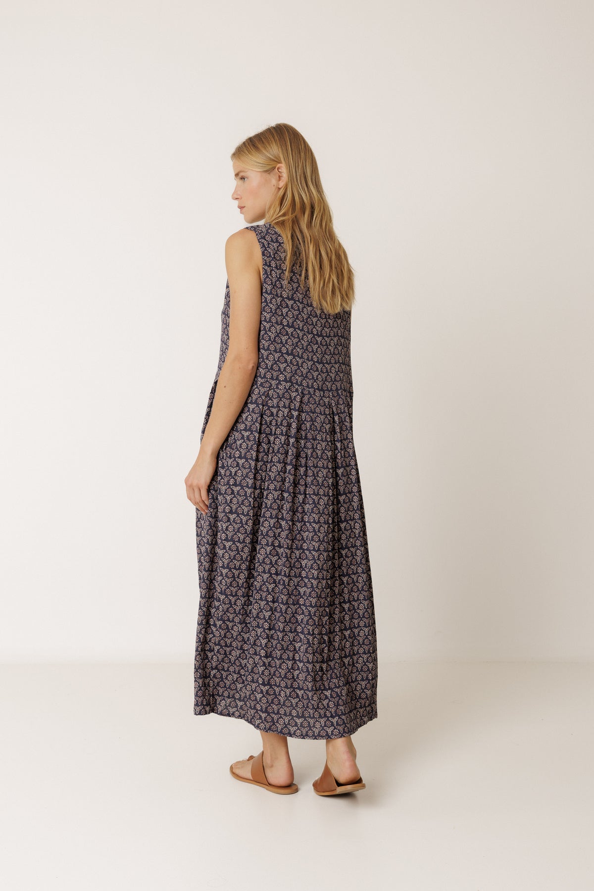 Marine Blockprint Dress