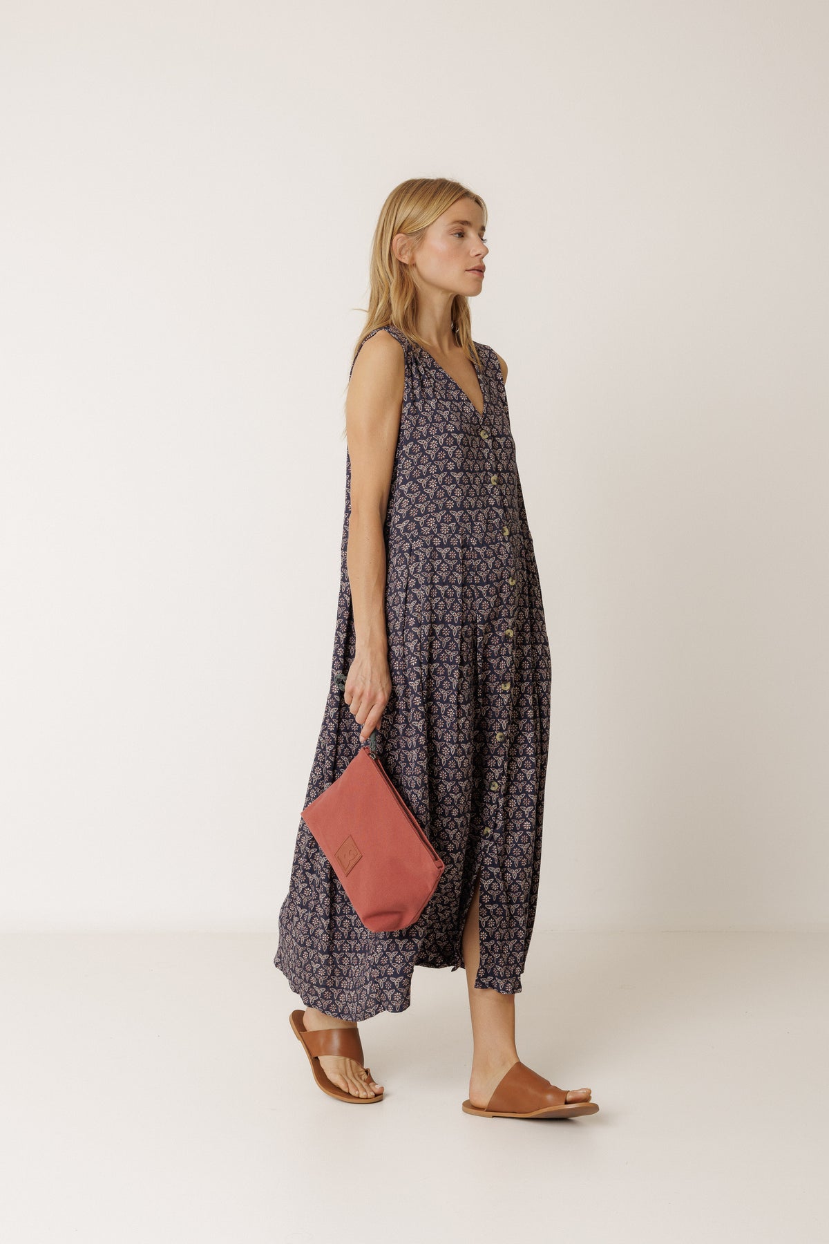 Marine Blockprint Dress