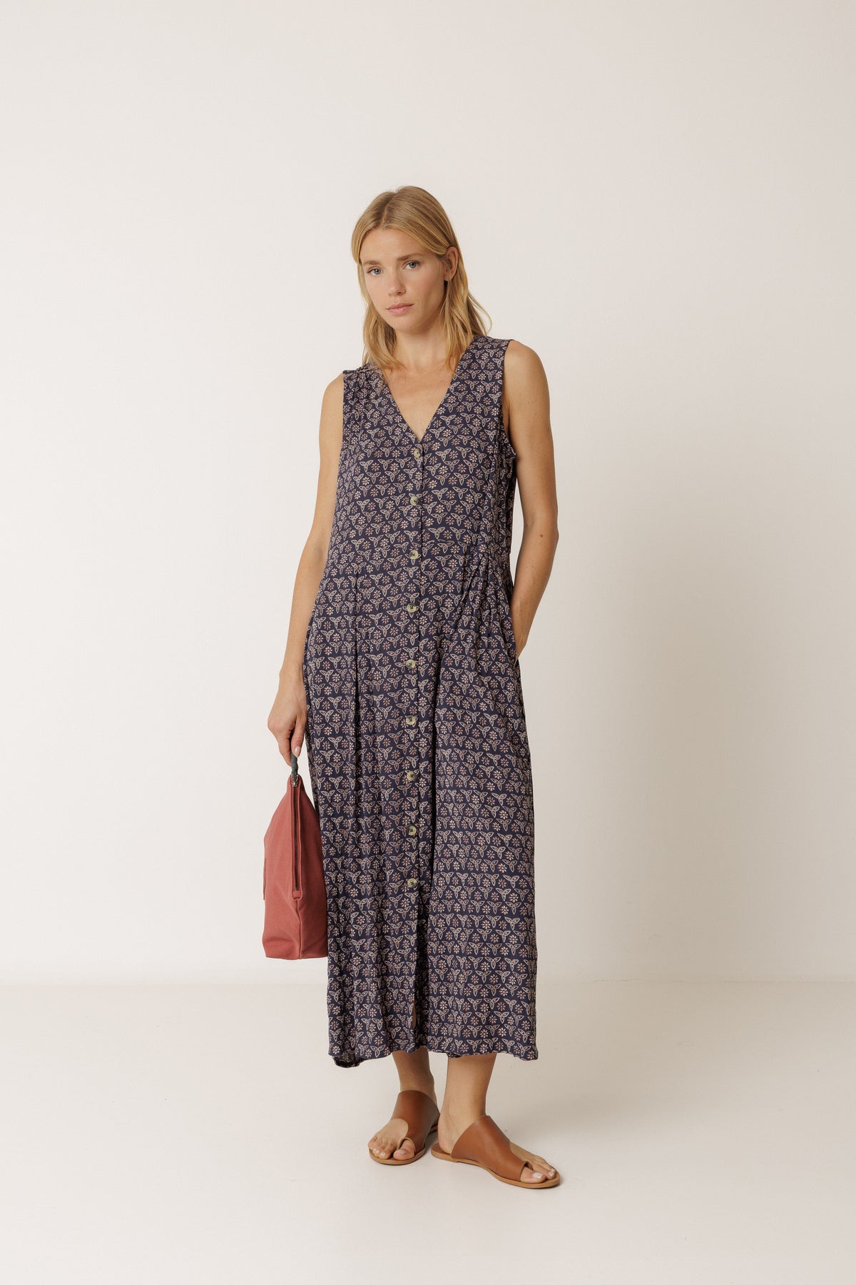 Marine Blockprint Dress
