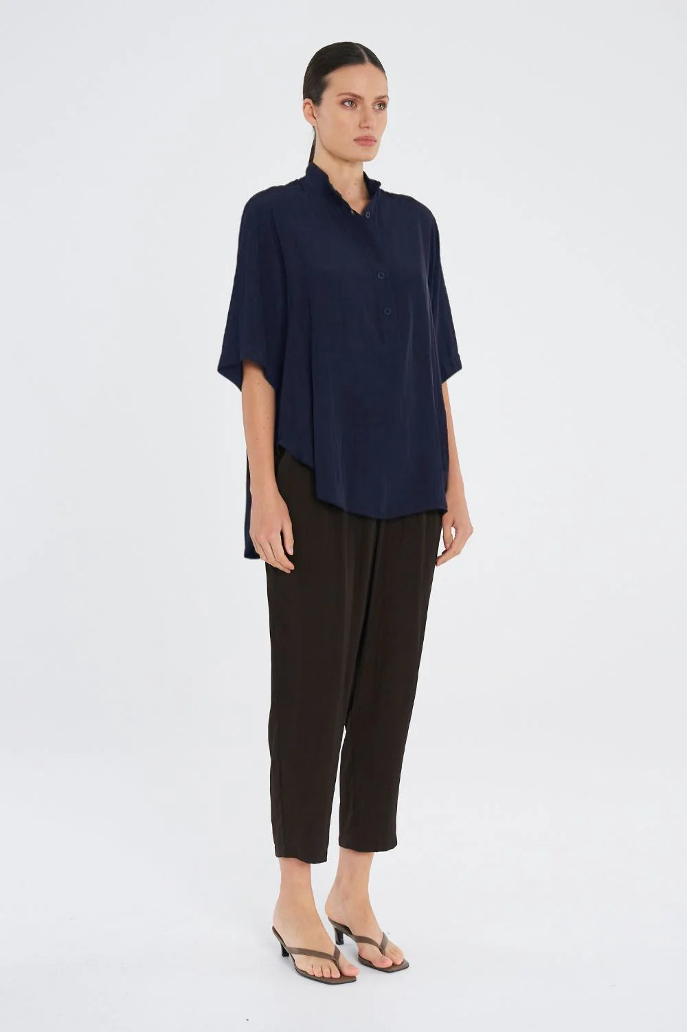 Swish Plaza Top - Navy