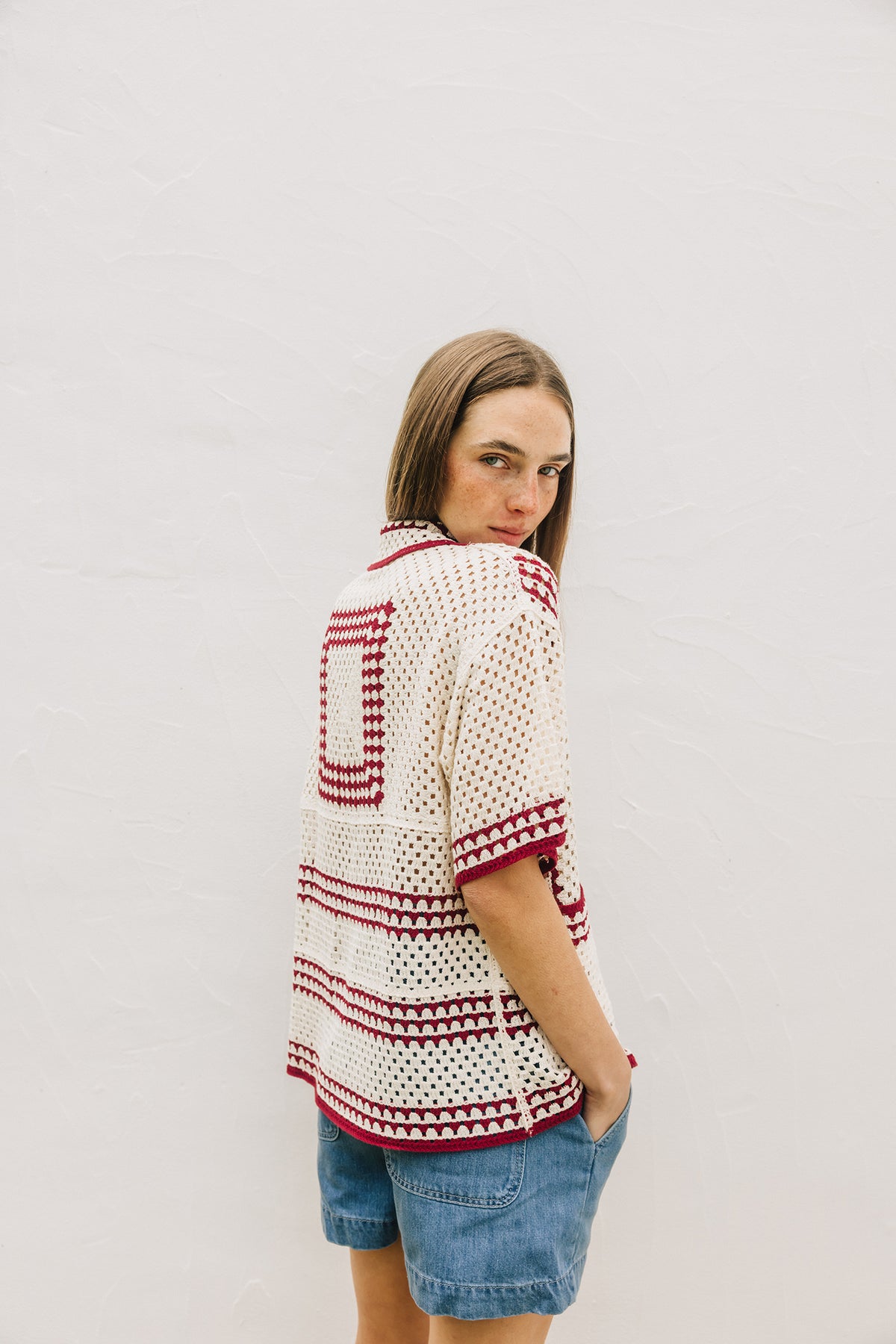 Bicolour Crochet Shirt