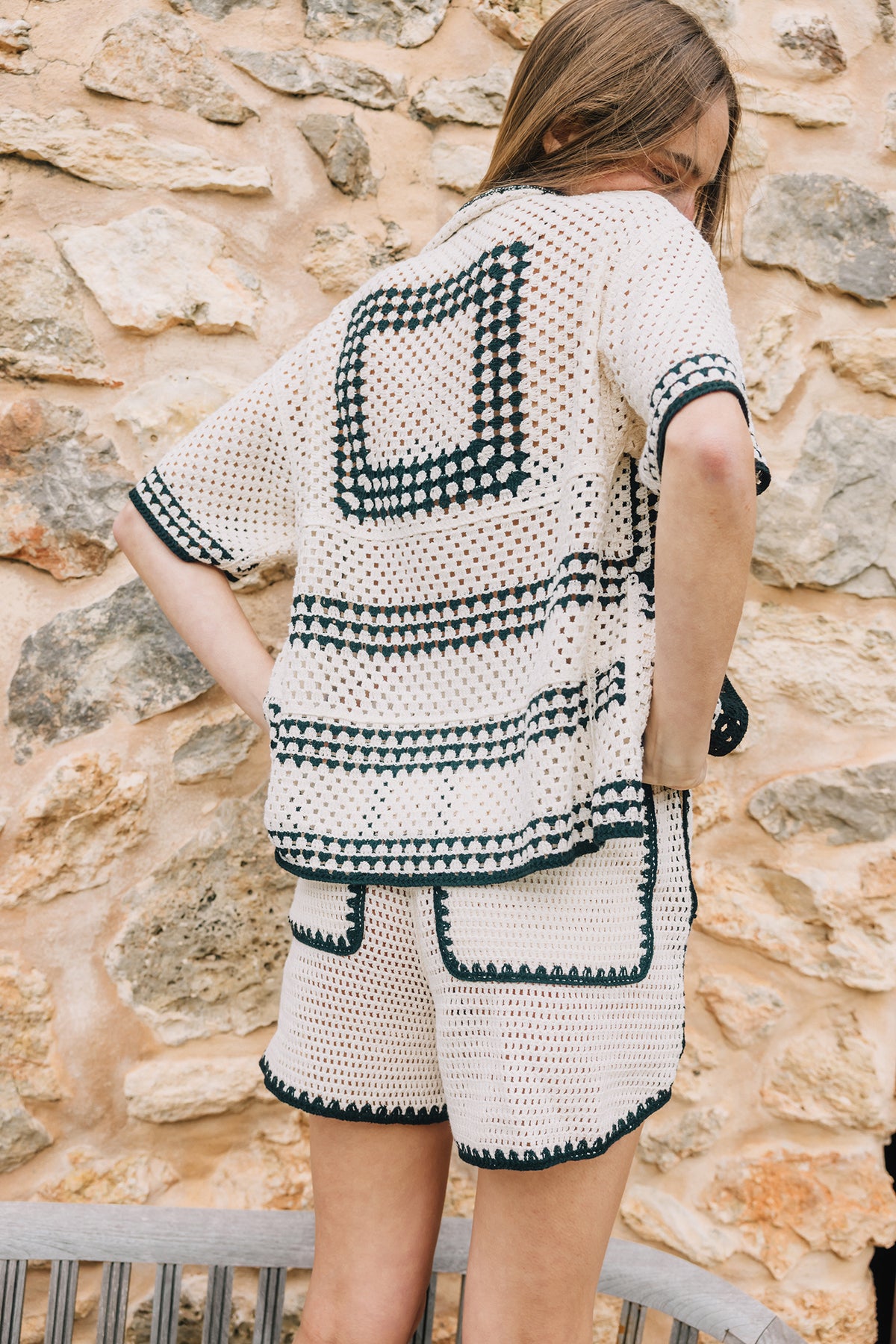 Bicolour Crochet Shirt