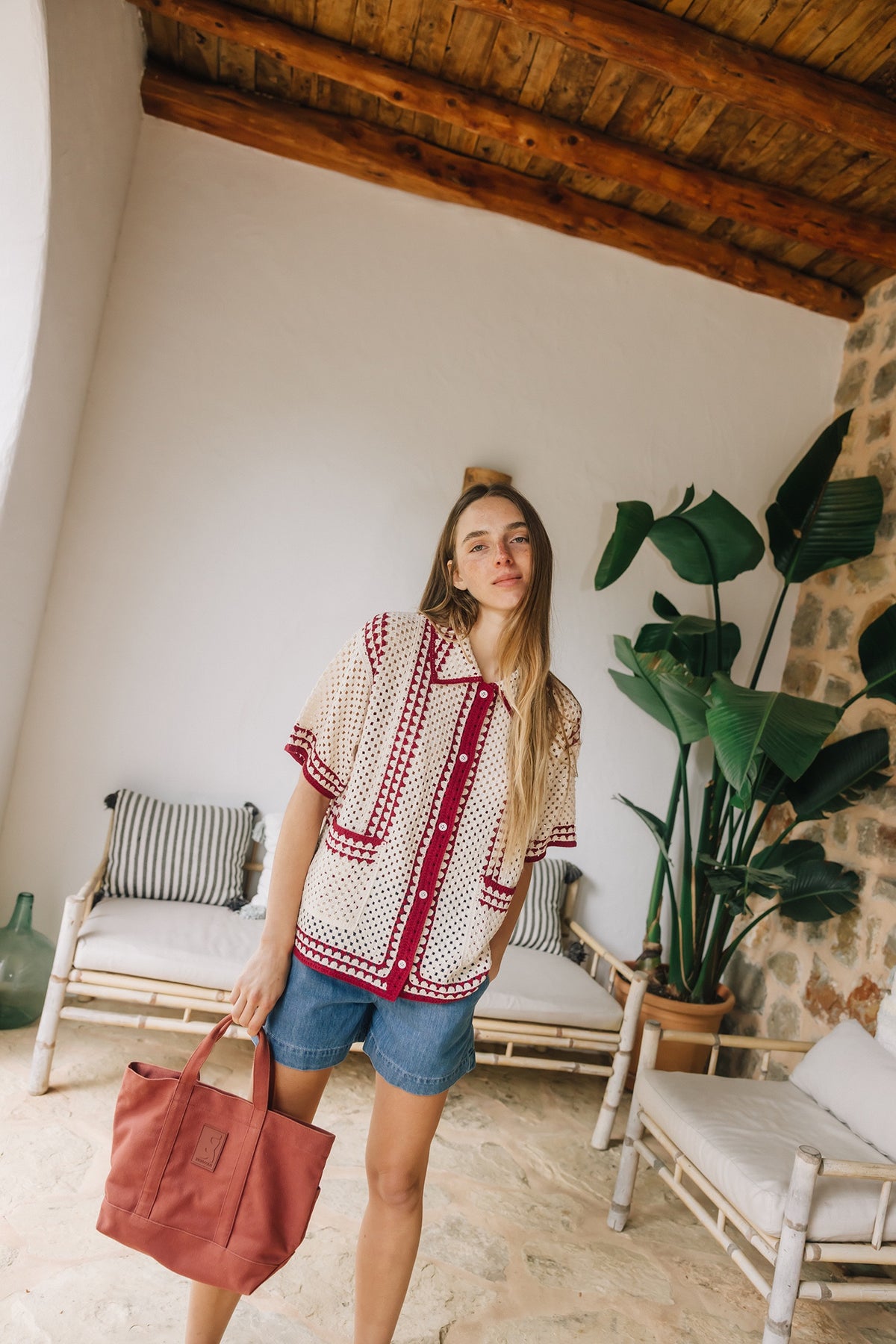 Bicolour Crochet Shirt
