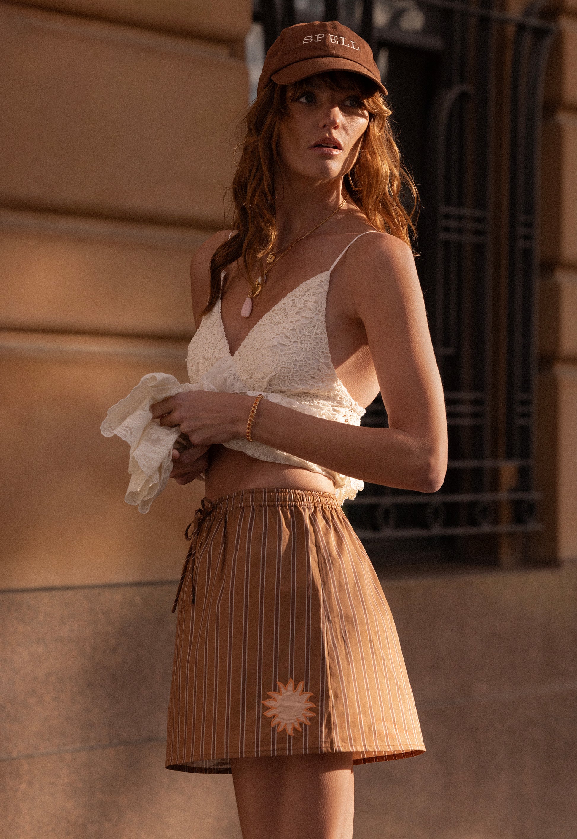 Off Duty Mini Skirt - Caramel Cafe