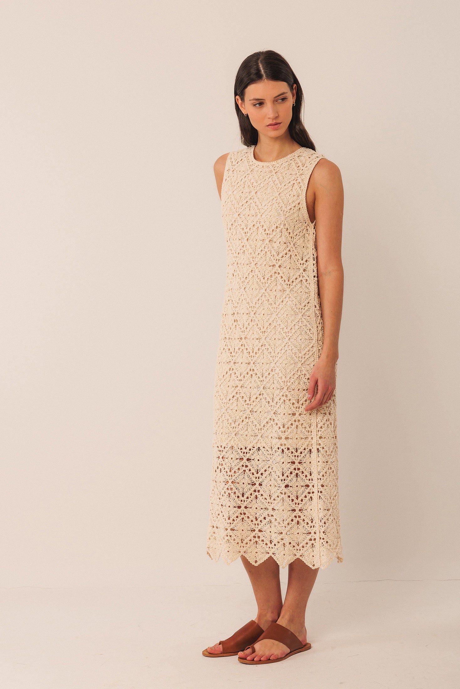Cotton Crochet Knit Dress