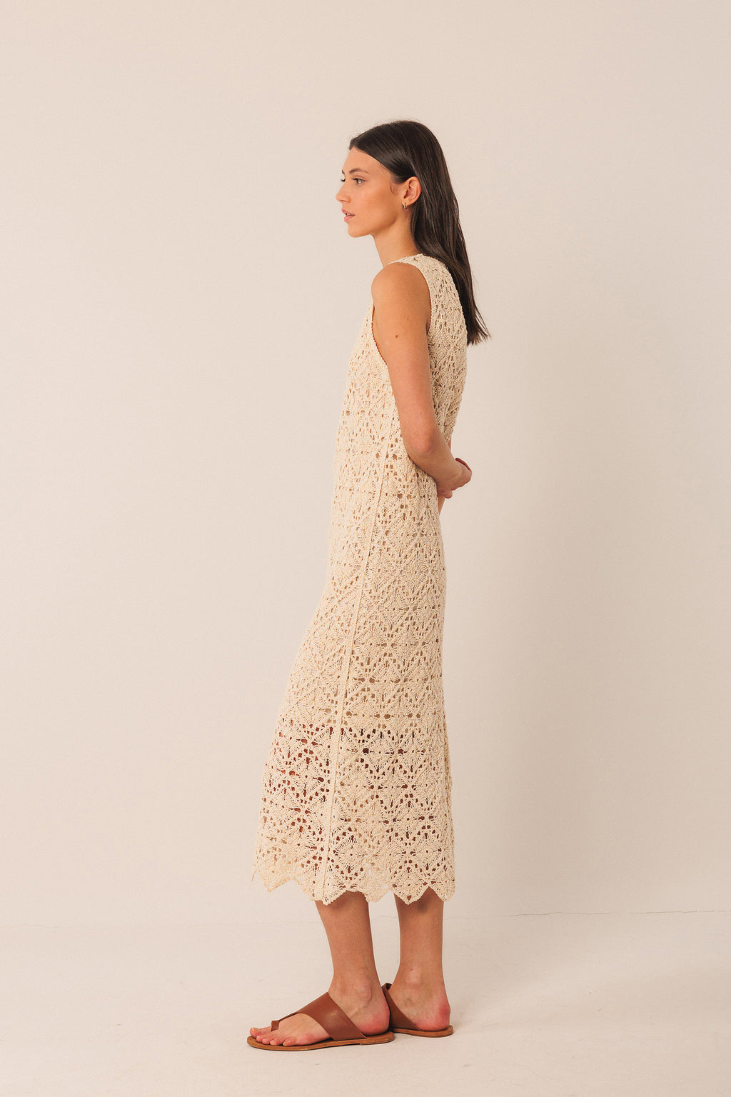 Cotton Crochet Knit Dress