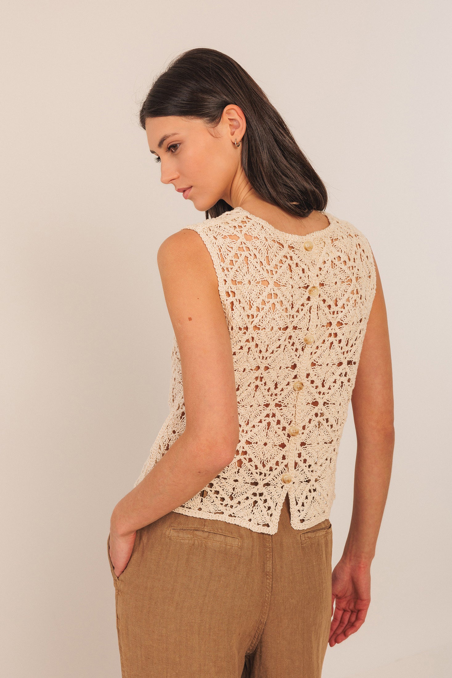 Cotton Crochet Knit Top