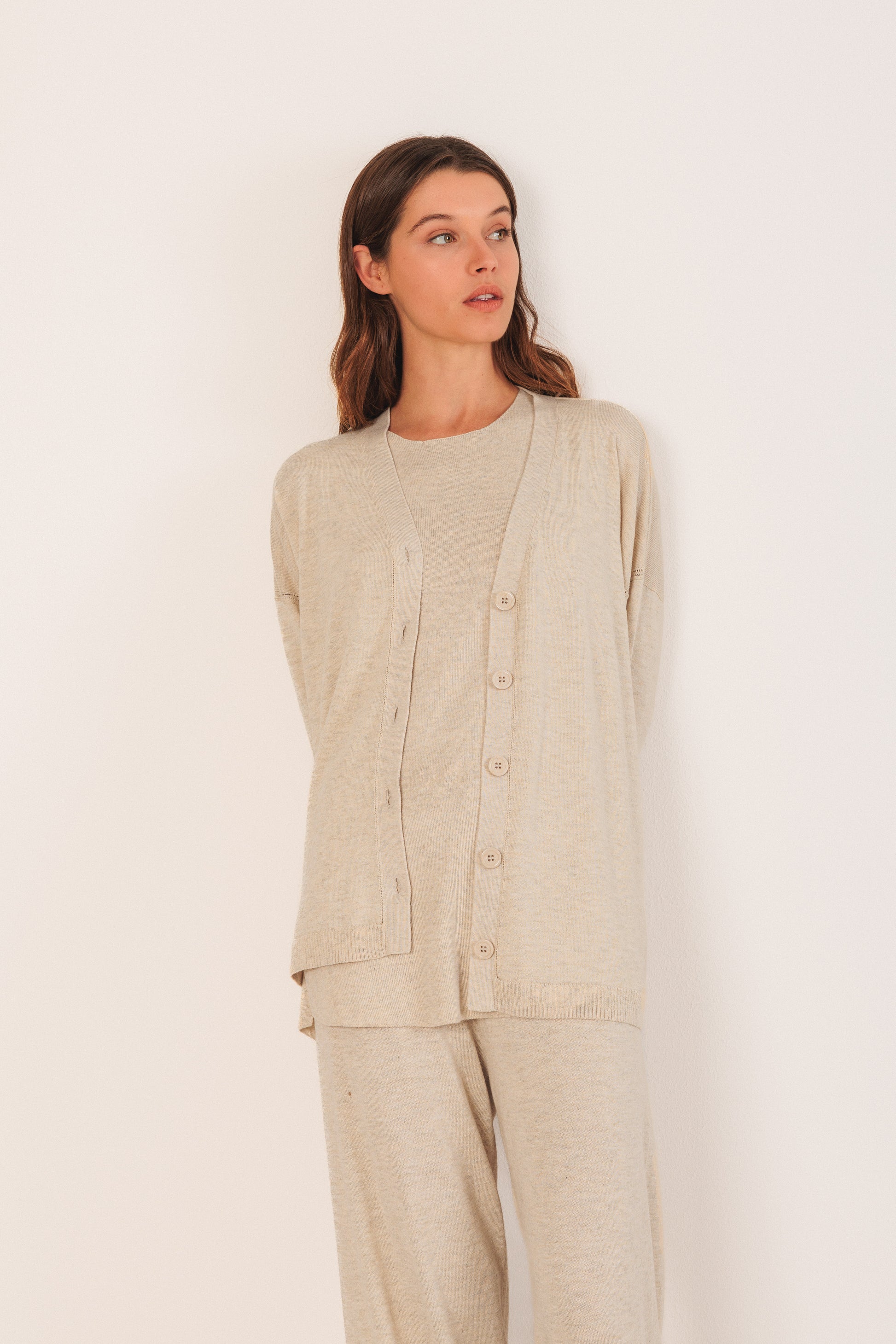 Longline Beige Cardigan