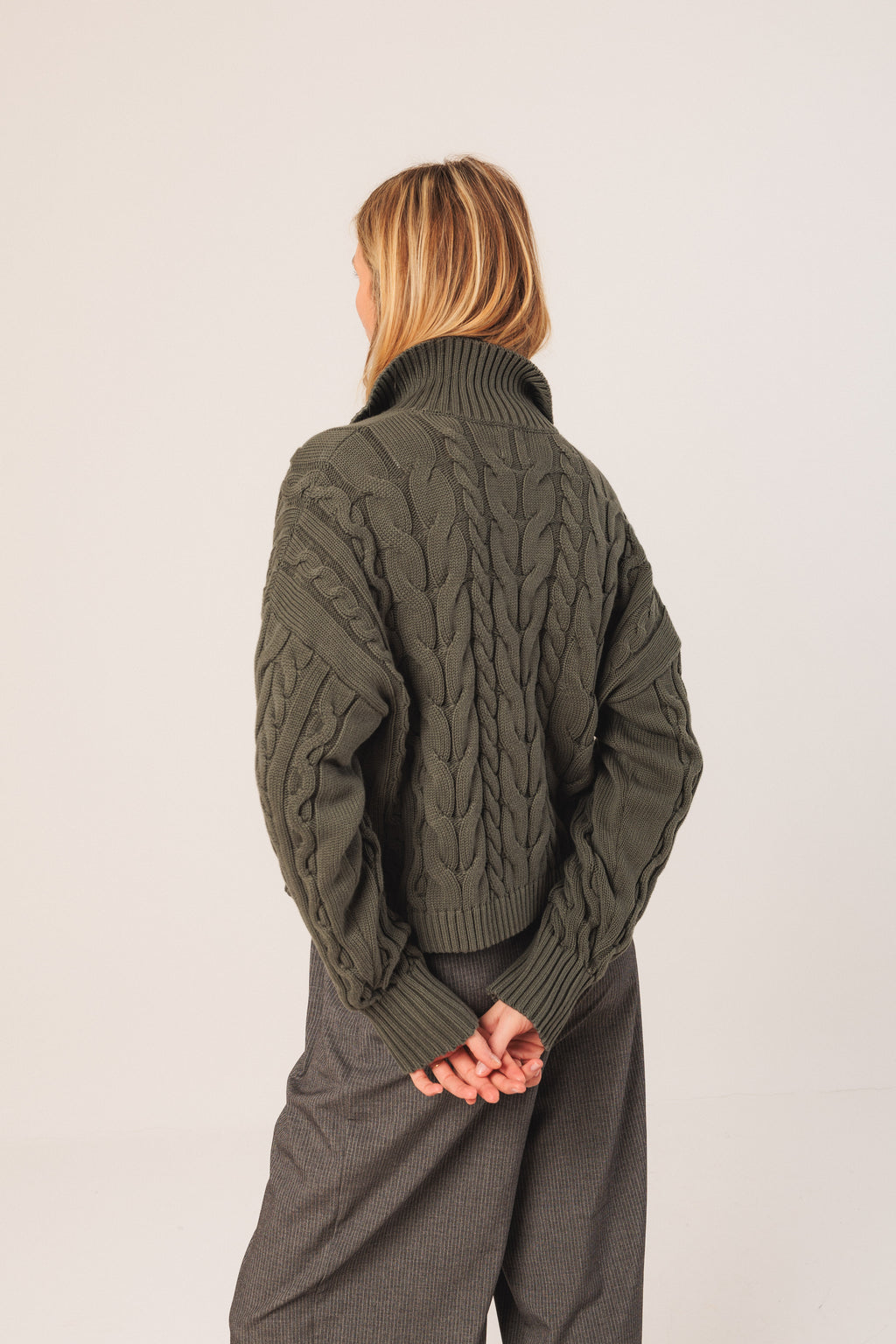 Zip Up Cotton Cardigan