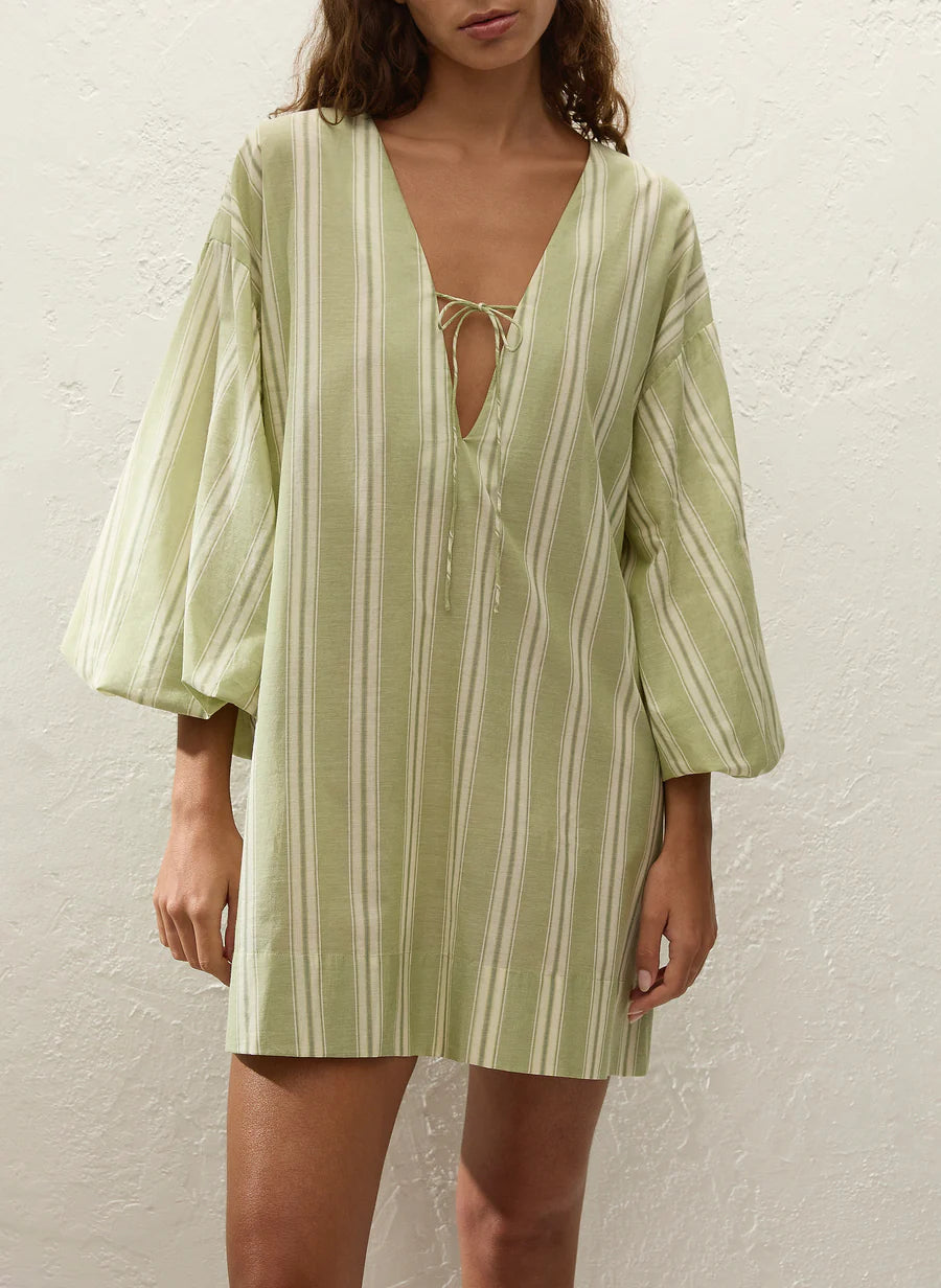 Pia Mini Dress - Faded Juniper Stripe