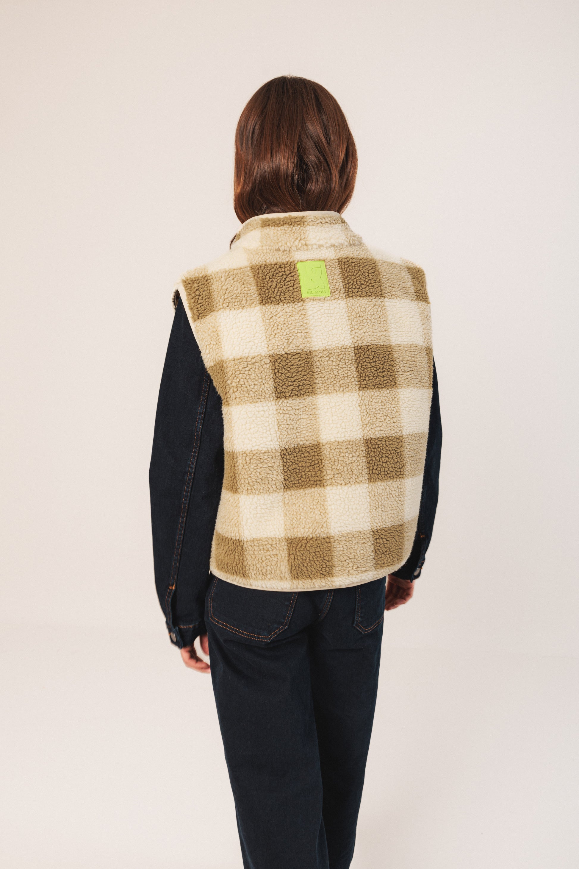 Teddy Paid  Fleece Vest