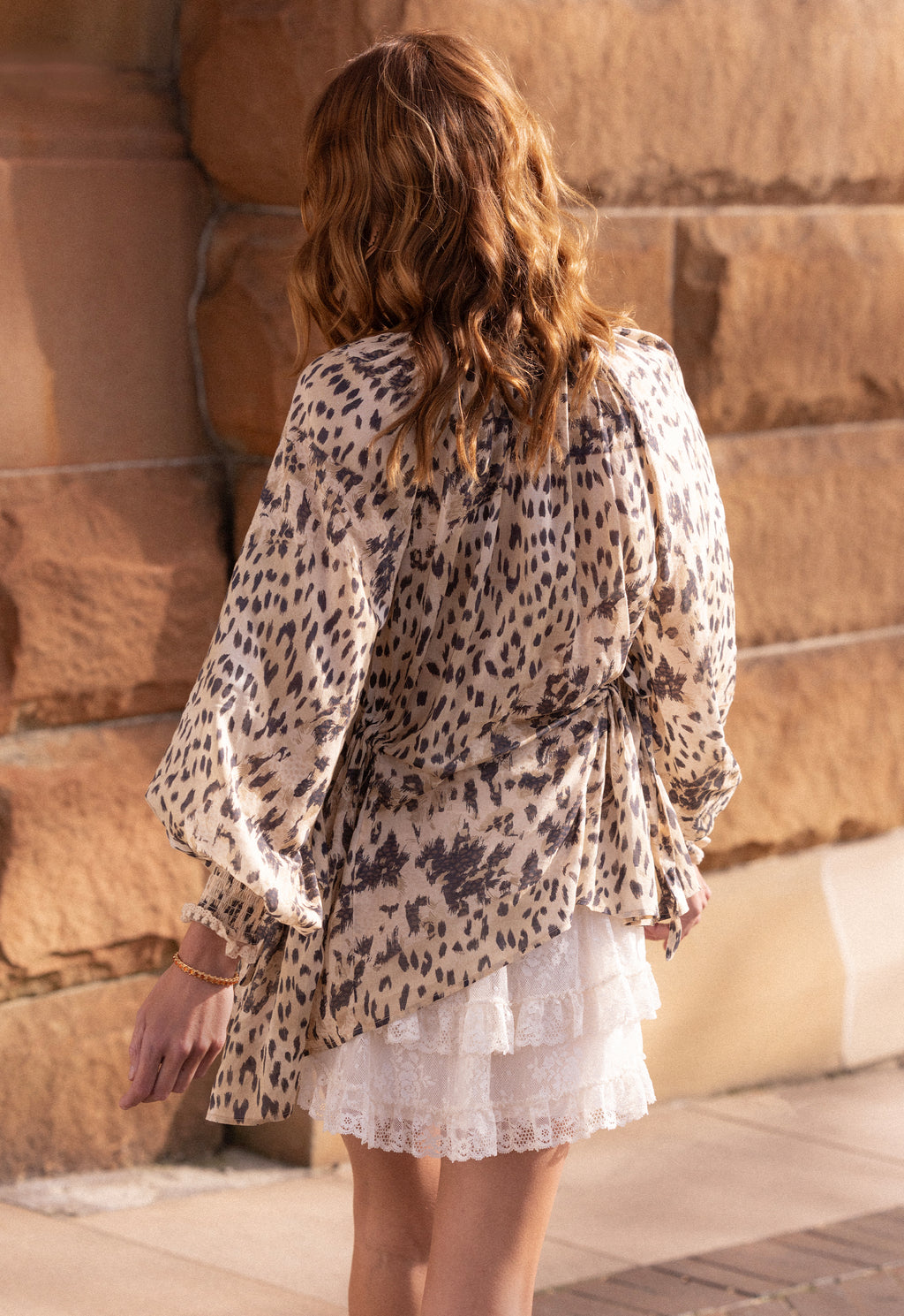Snow Leopard Asymmetric Blouse