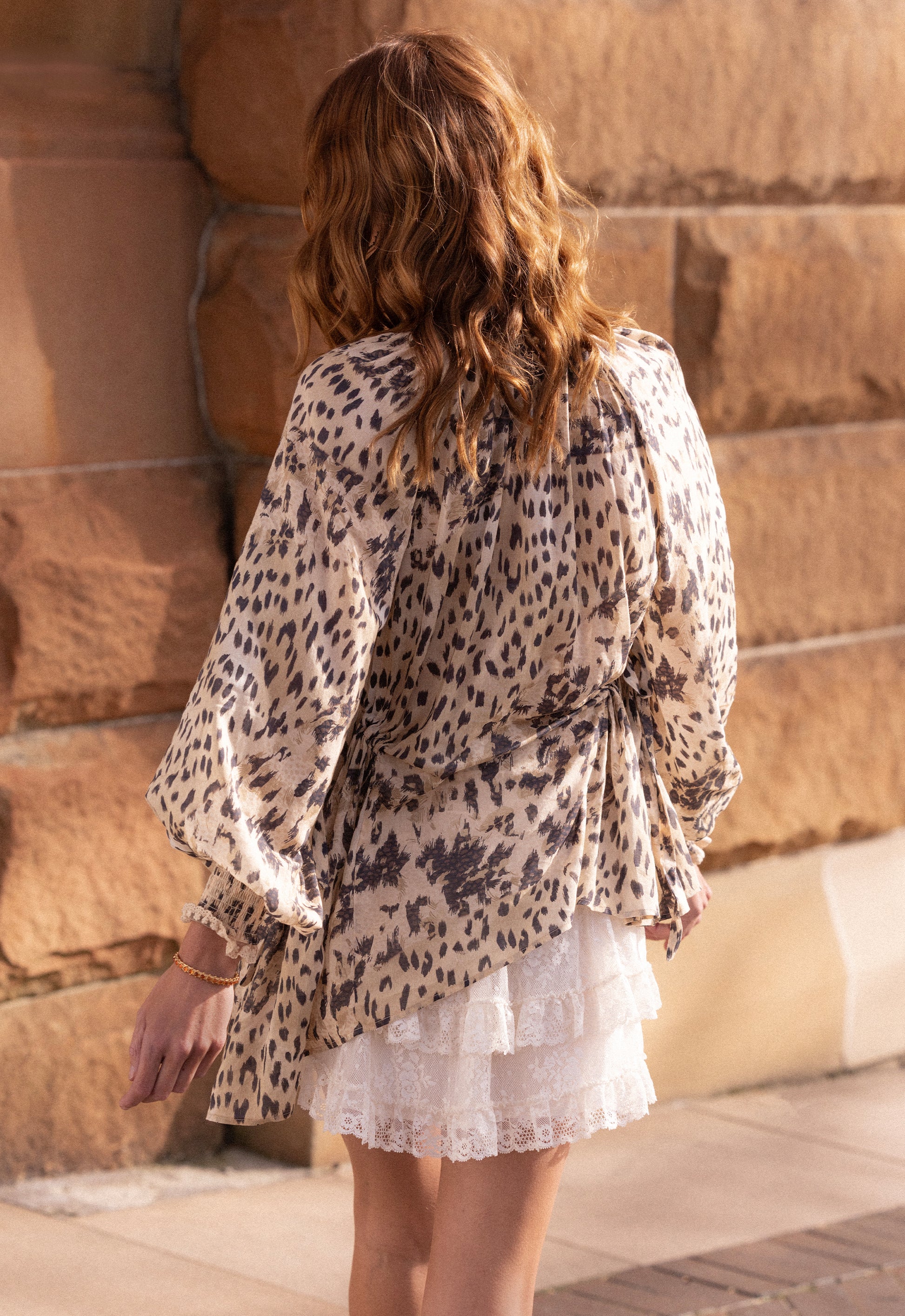 Snow Leopard Asymmetric Blouse