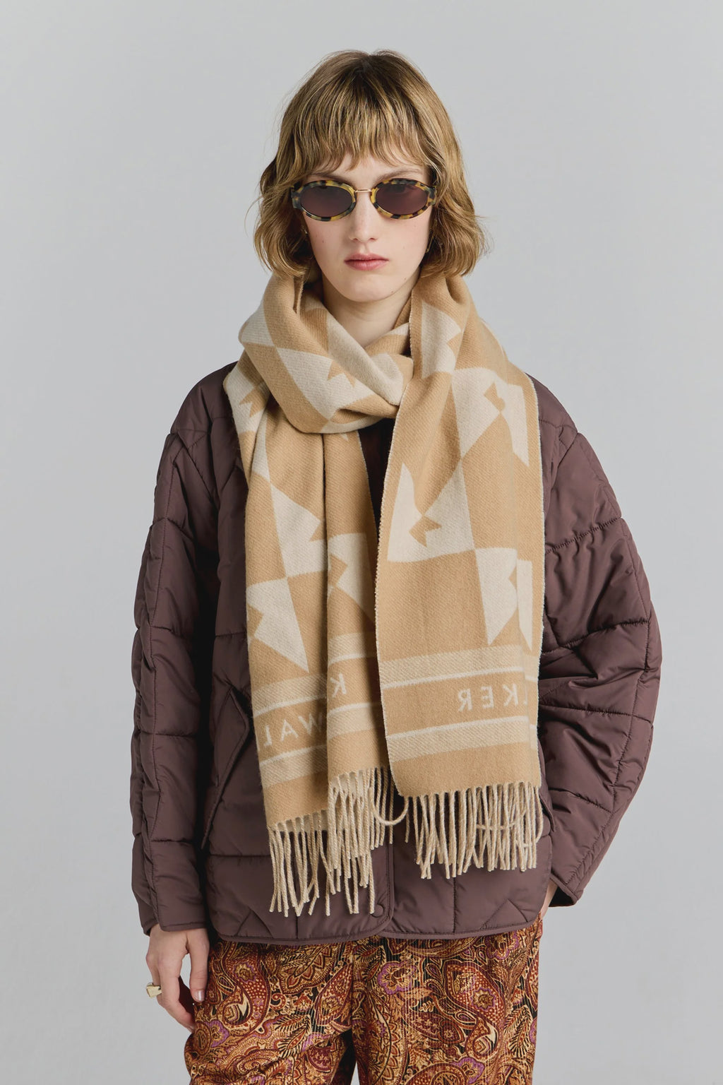 Monogram Jacquard Scarf Cream/Tan