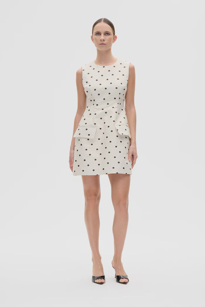 Amayah Dress - Egret Creme Dots