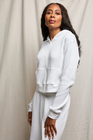 White Waffle Inez Zip Hoodie