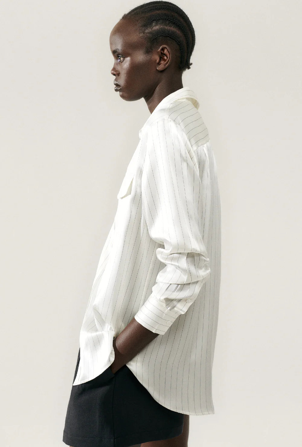 Boyfriend Shirt - White Pinstripe