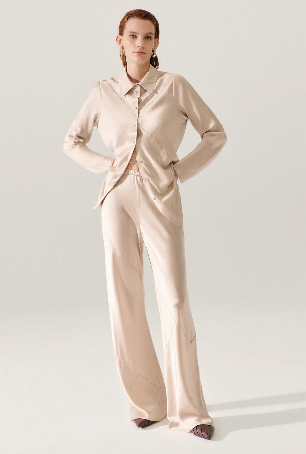 Splice Bias Cut Pants - Hazelnut
