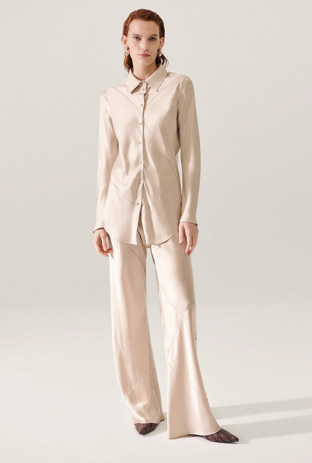Splice Bias Cut Shirt - Hazelnut