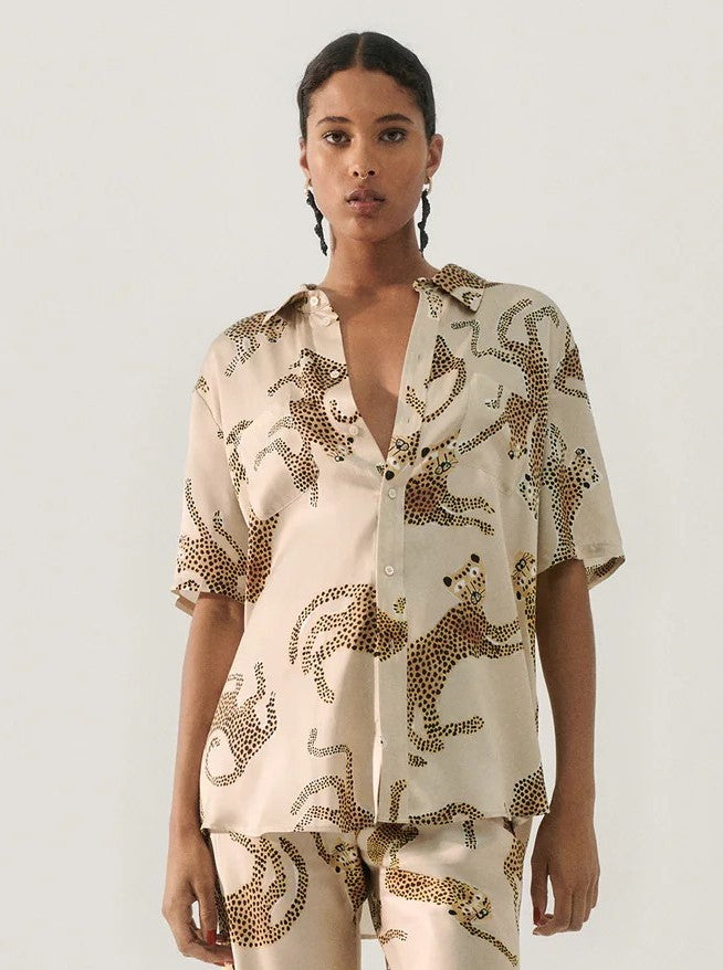Short Sleeve Boyfriend Shirt - Jaguars Hazelnut