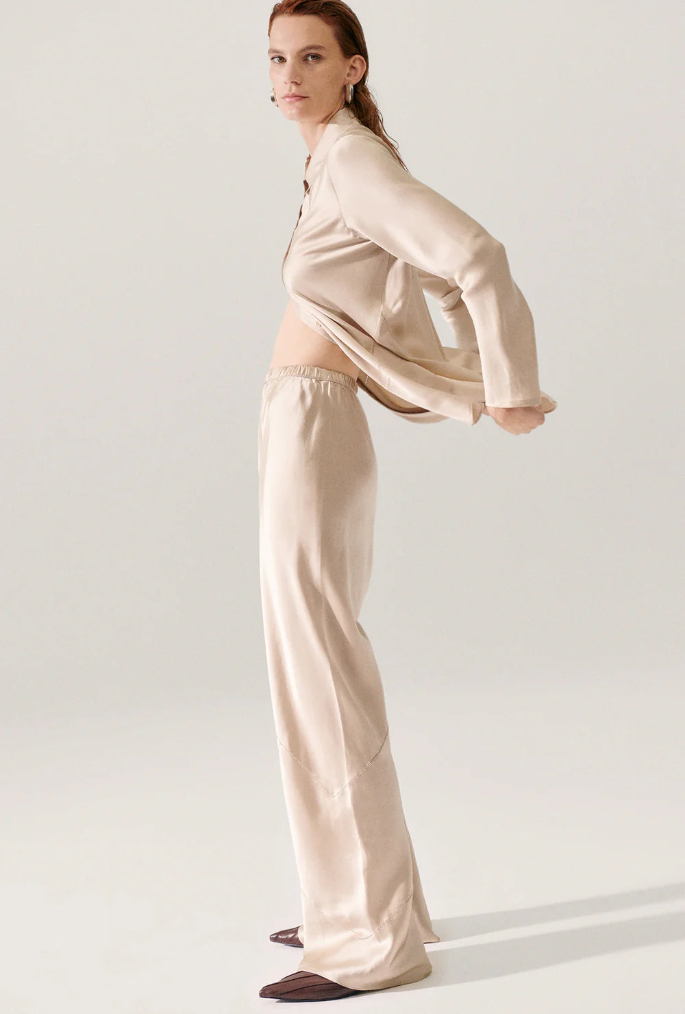 Splice Bias Cut Pants - Hazelnut