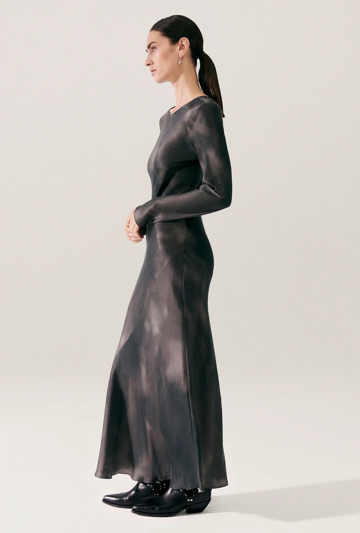 Full Sleeve Bias Dress - Smoke