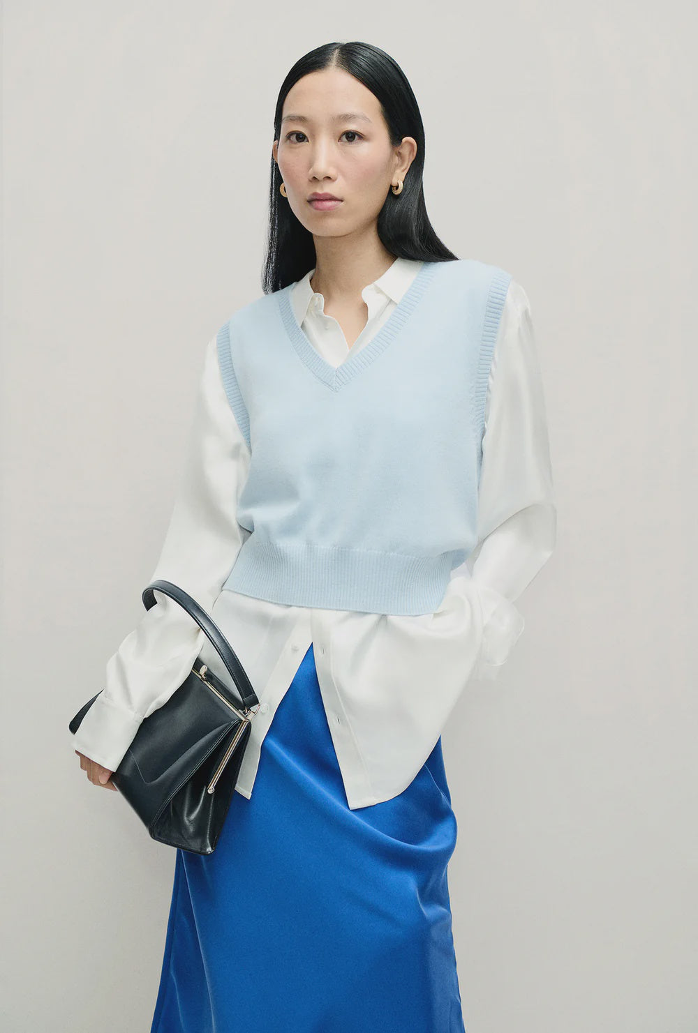 Wool V-Neck Sweater Vest - Cornflower