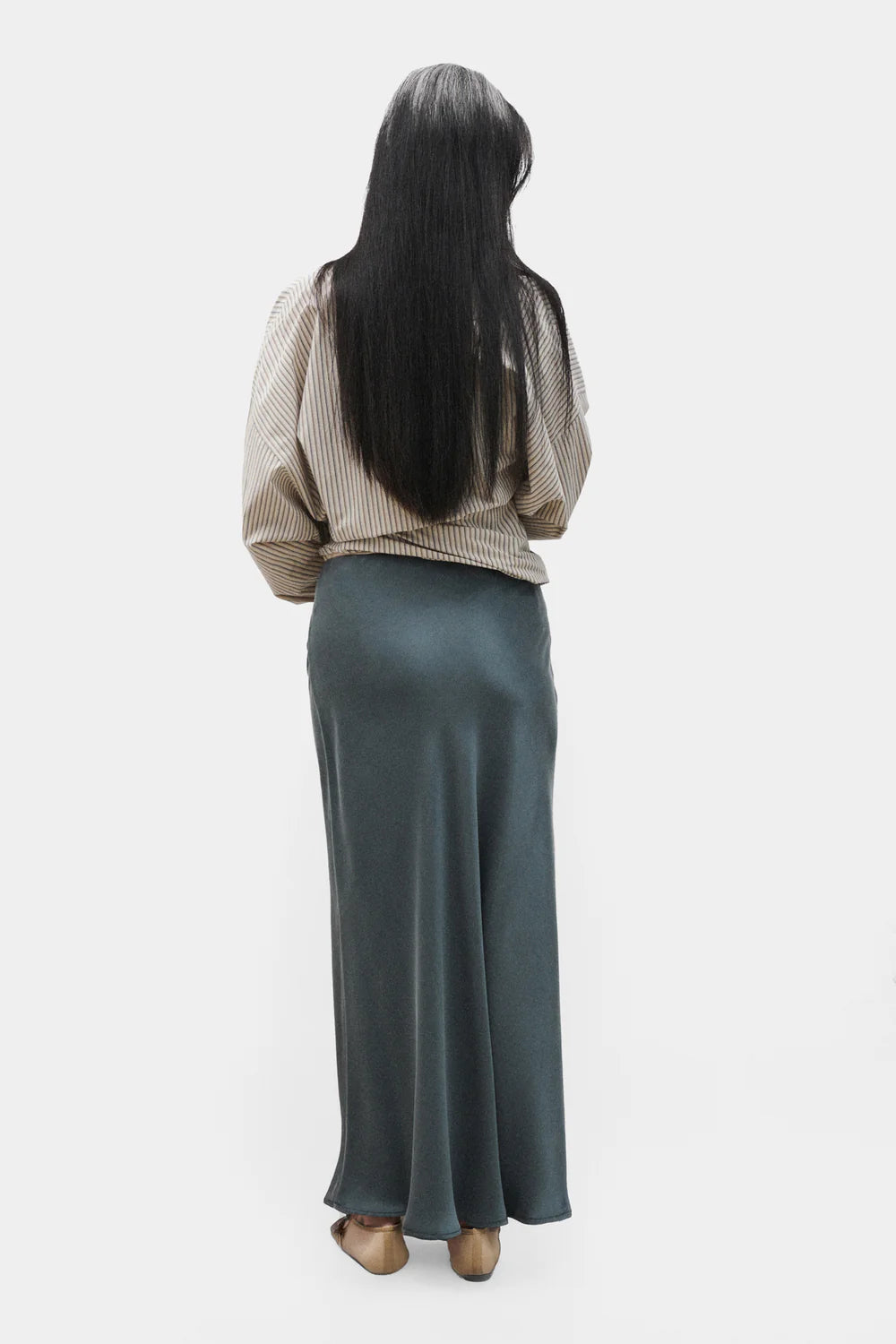 Long Bias Cut Skirt - Slate
