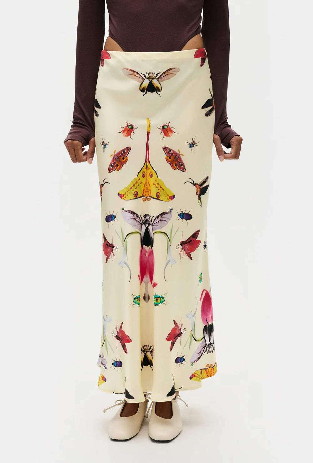 Long Bias Cut Skirt - Insects