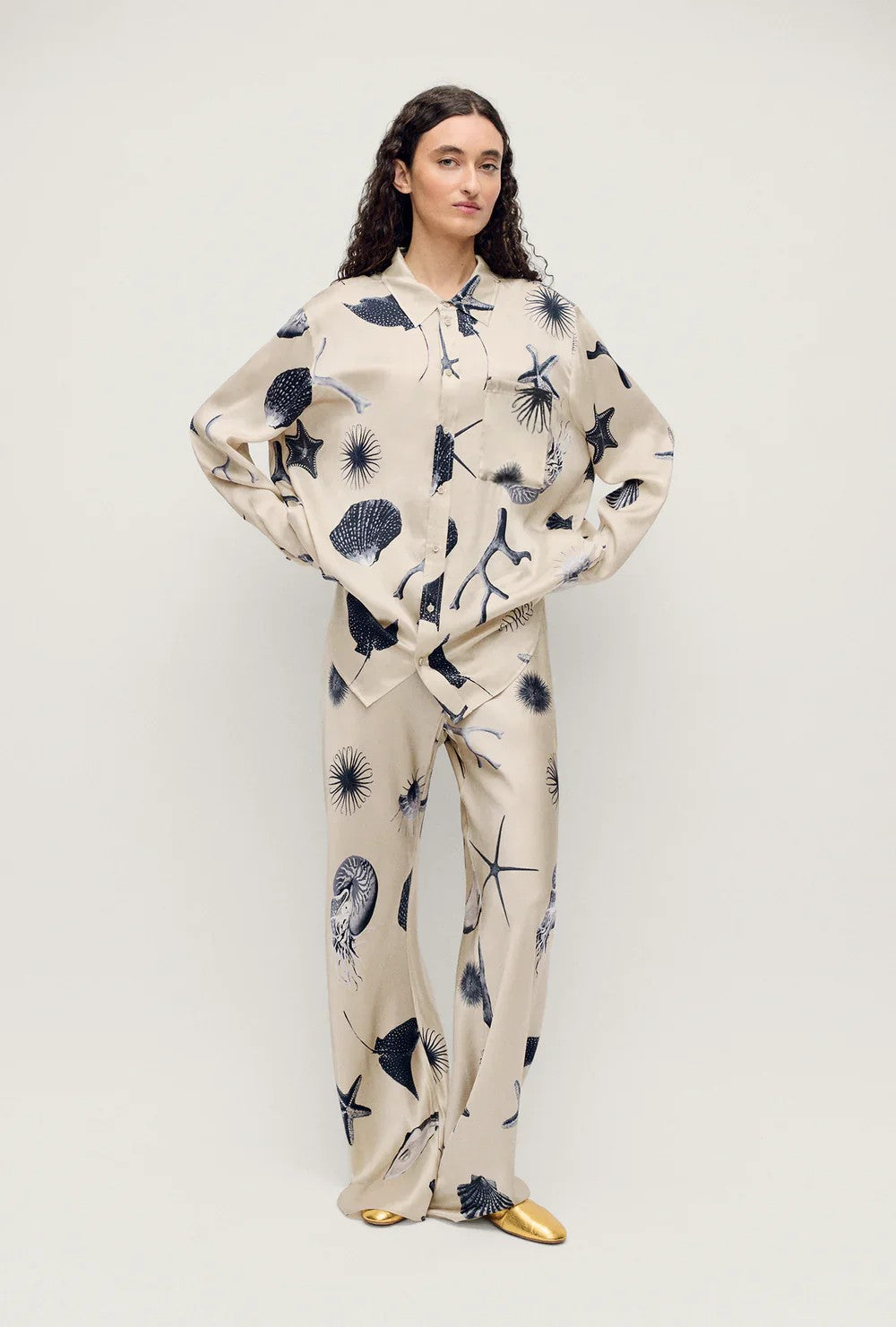 Bias Cut Pants - Seashells