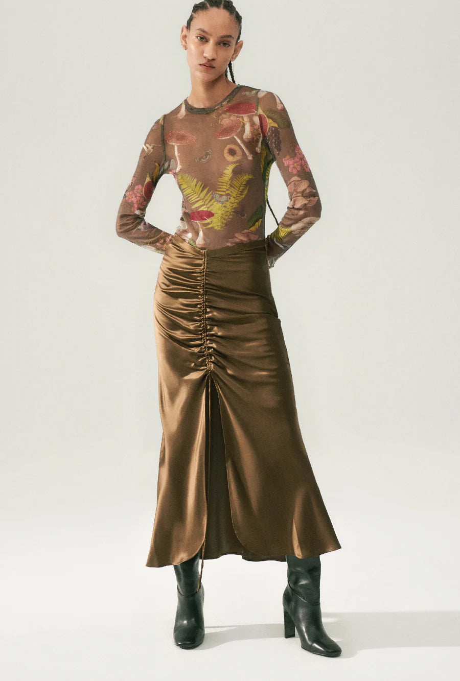 Slit Long Bias Skirt