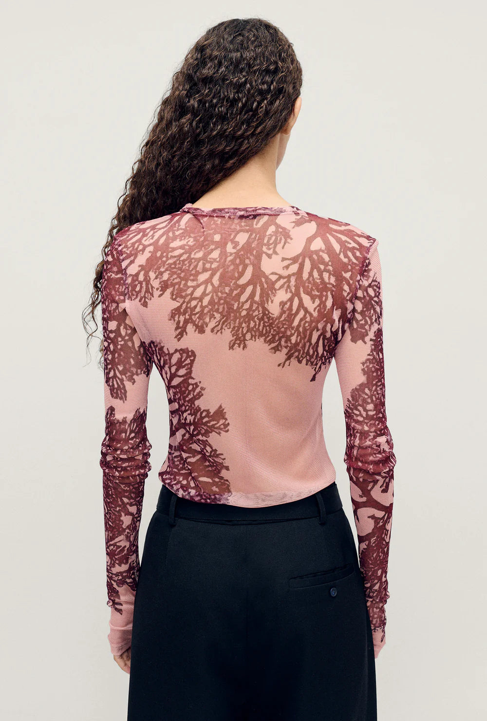 Mesh Long Sleeve Top - Pressed Coral