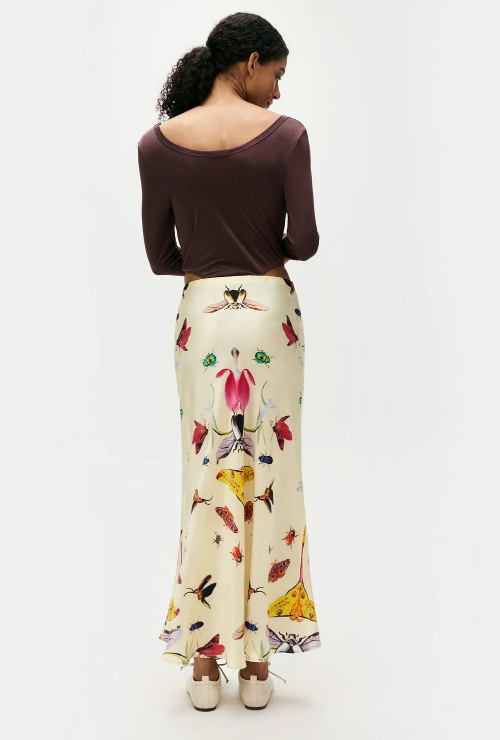 Long Bias Cut Skirt - Insects