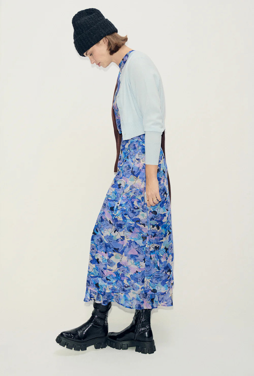 Wool Cropped Cardigan - Cornflower