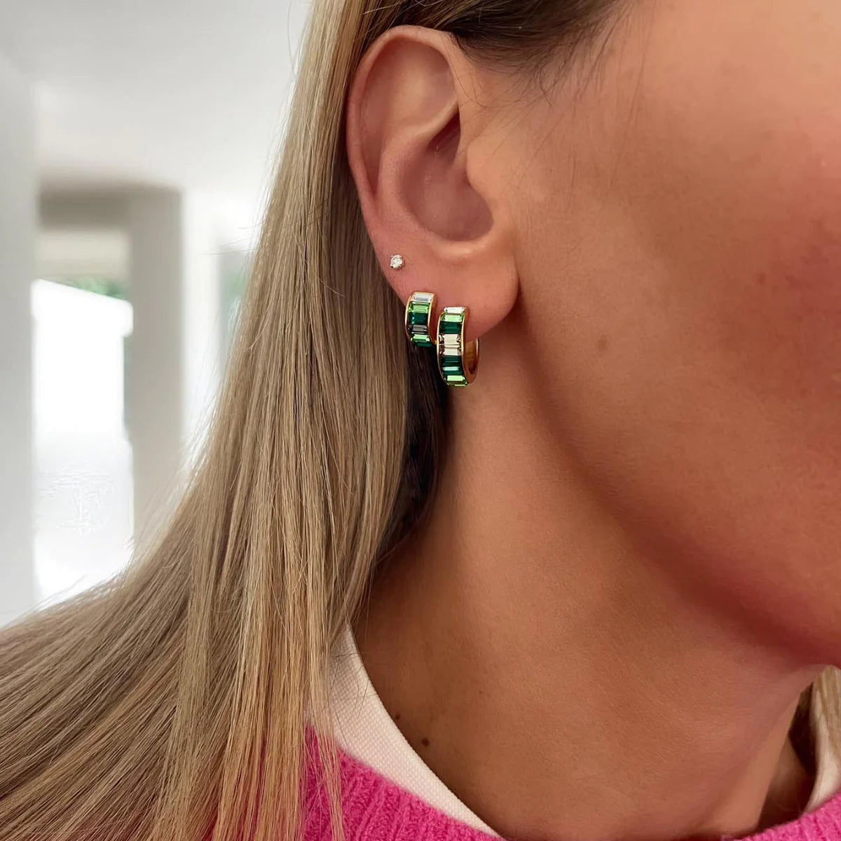 Green Ombre Midi Hoops