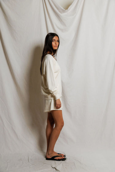 Sinead Relaxed French Terry V Sweatshirt - Ivory