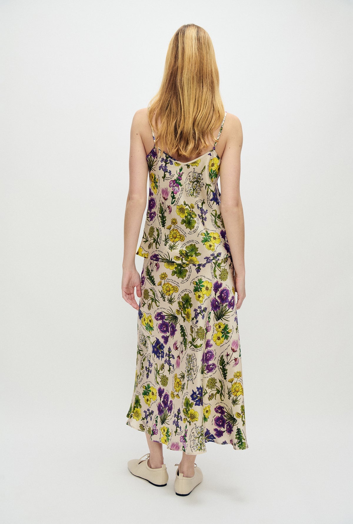 Long Bias Cut Skirt - Endangered Flowers